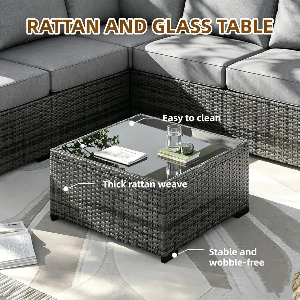 All-Weather Rattan Outdoor Sofa Set — Brown | KIMLUD