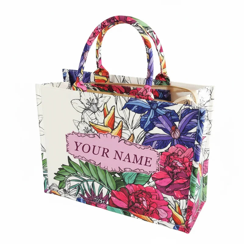 Personalized Tote Bag Canvas Printed — Natural | KIMLUD
