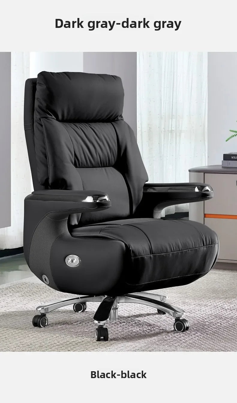 Genuine Leather Executive Office Chair Massage — Cream | KIMLUD