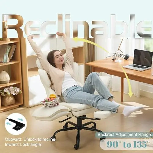 Flip Armrests Criss Cross Office Chair, Reclining Office Chair with Foot Rest, Adjustable Headrest, Massage Waist