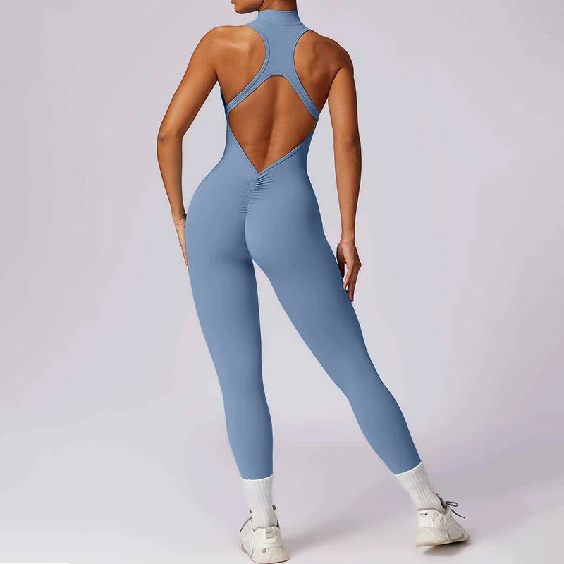 Jumpsuit – Backless Scrunch Sporty – Nylon Elastane – Slim Fit | KIMLUD