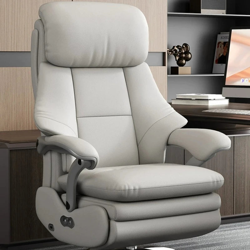 Leather Recliner Solid Office Chairs — Ivory | KIMLUD