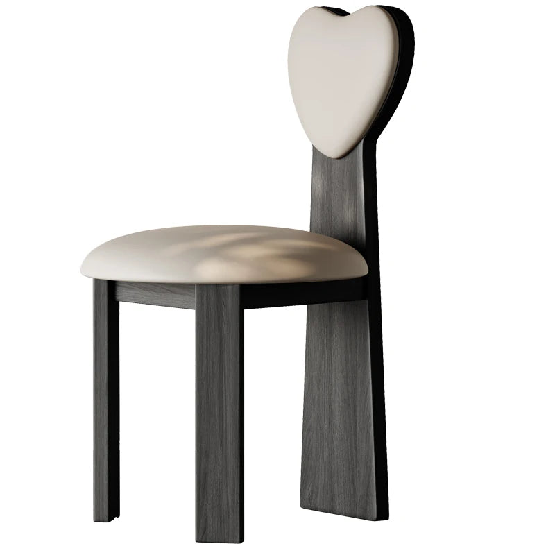 Solid Wood Dining Chair Leather Upholstered Backrest Handcrafted Nordic Minimalist — Natural | KIMLUD