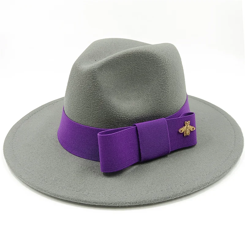 Low price wholesale Fedora hats Winter jazz monochrome bow elastic band men and women red jazz hats Fedora hats sombrero hombre - KIMLUD
