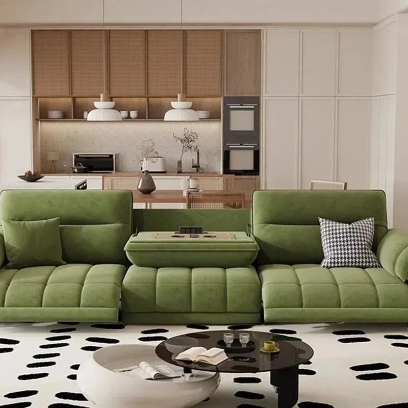 Nordic Modern Sofa Extendable Floor Recliner — Green | KIMLUD