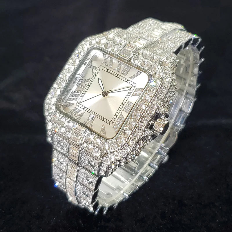 Luxury Brand Diamond Watches for Men Fashion Cool Shiny Silver Jewelry Clock Hip Hop Iced Out Original Reloj Hombre Dropshipping