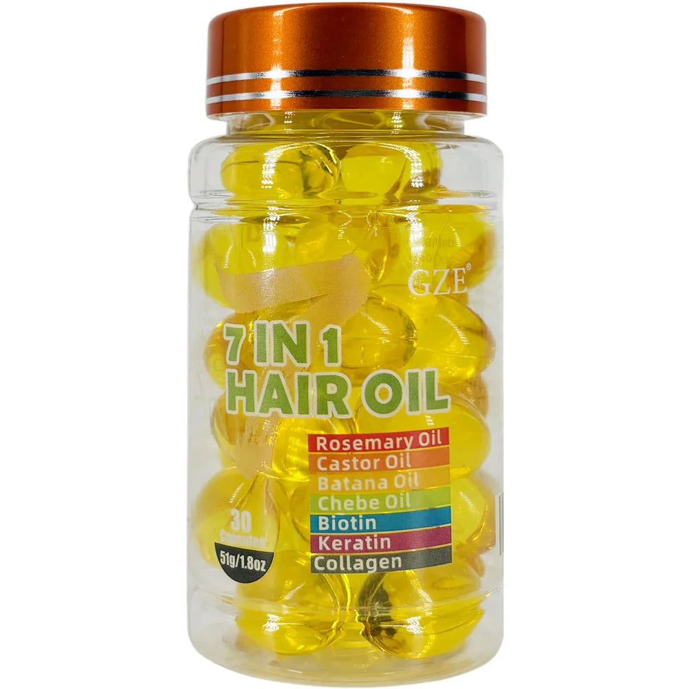 Natural Oil Blend Hair Oil 7-In-1 With Rosemary Castor Oil — Amber | KIMLUD