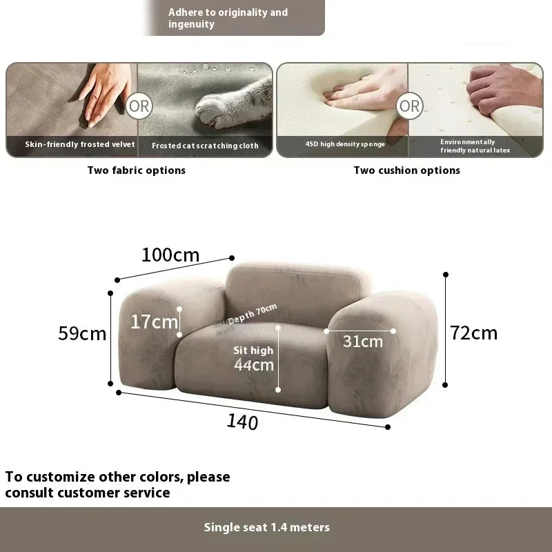 Modern Fabric Sofa Bed Foam Cushions — Beige | KIMLUD