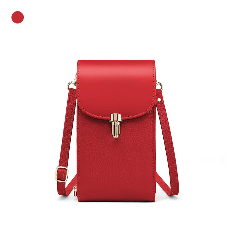 Crossbody Bag – 8 Card Slots – Genuine Leather – Lychee Pattern | KIMLUD