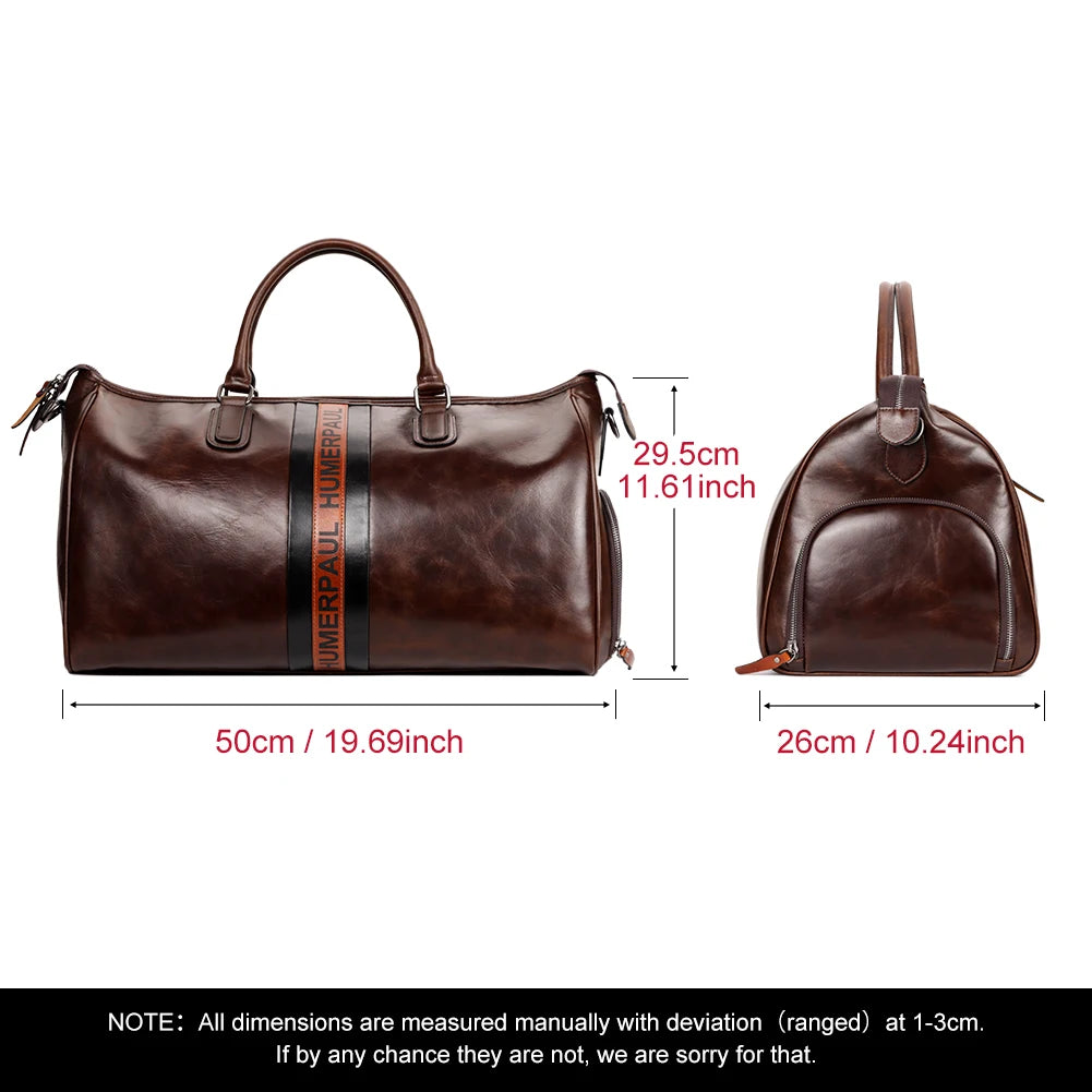 Suitcases Crazy Horse Leather Duffle — Brown | KIMLUD