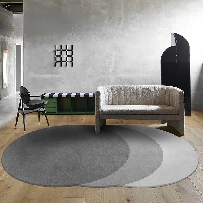 Nordic Plush Wool Rug Irregular Oval Non-Slip — Soft Taupe-Beige | KIMLUD