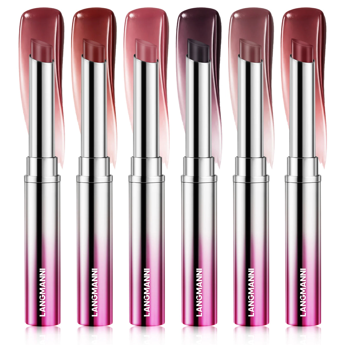 LANGMANNI 6 Colors Honey Pink Lipstick Waterproof Not Fading Sexy Nude Brown Lip Tint for Women Make Up Solid Lip Gloss Cosmetic