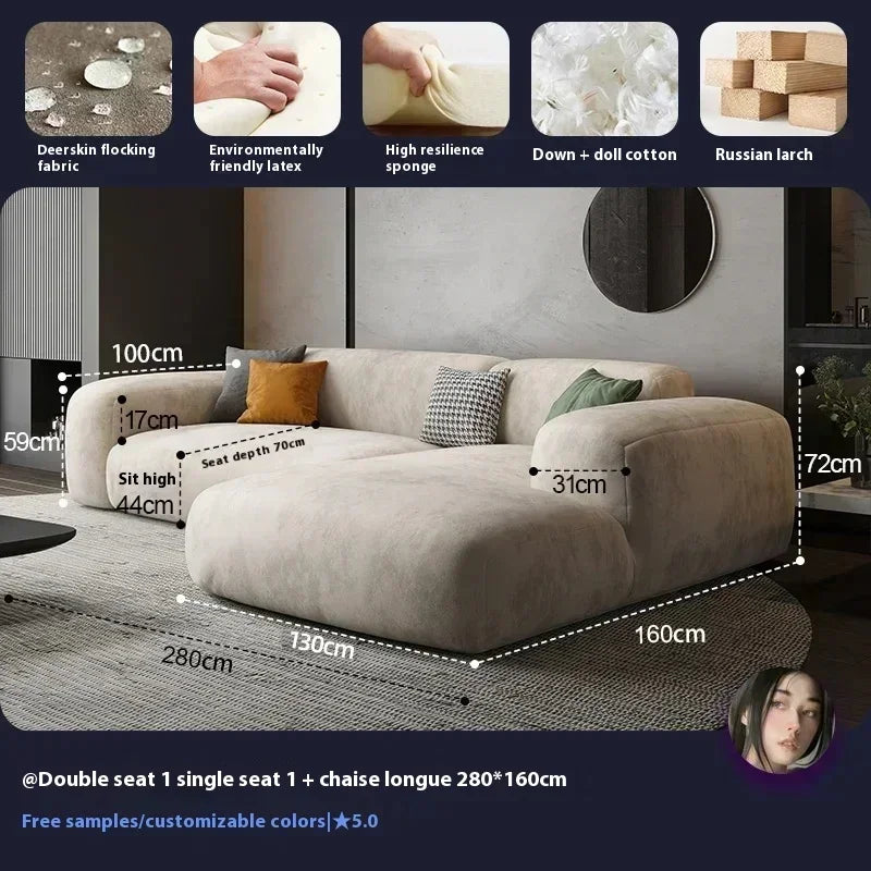 Modern Fabric Sofa Bed Foam Cushions — Beige | KIMLUD