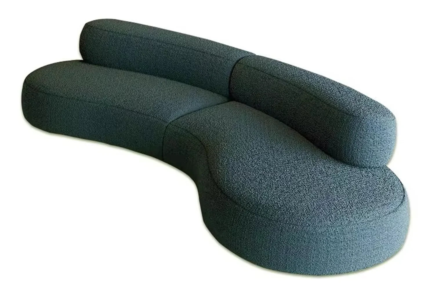 Luxurious Velvet Curved S-Shaped Sofas — Beige | KIMLUD