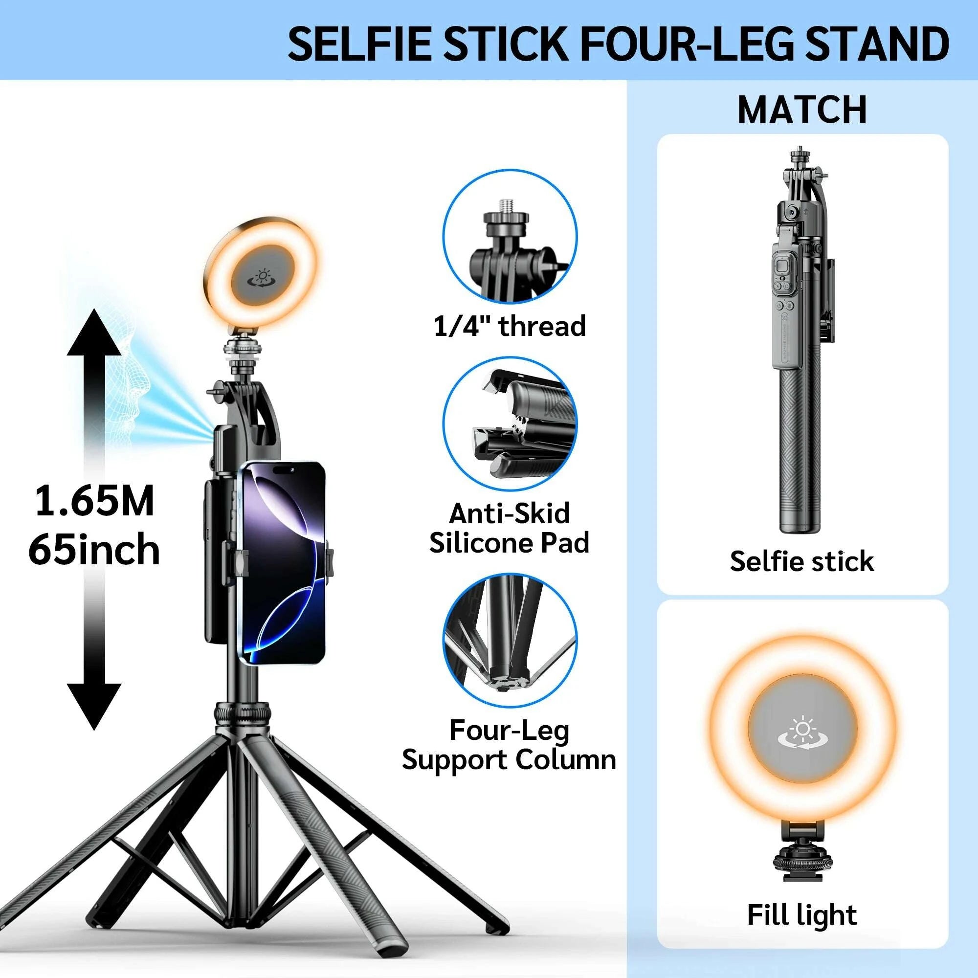c17-tripod-360°auto-rotation-ai-tracking-remote-control-bluetooth-shooting-quadrapod-selfie-stick-stabilizer-optional-fill-lightkimludkimlud-35561848