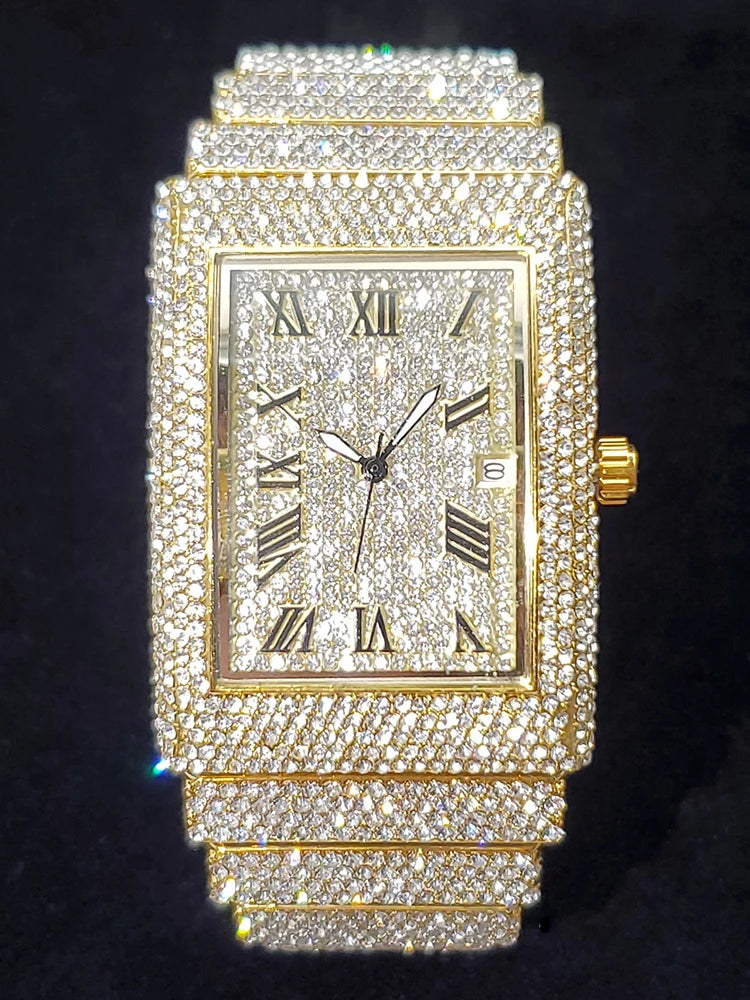 Gold-Tone Premium Rectangle Dial Watch — Gold | KIMLUD