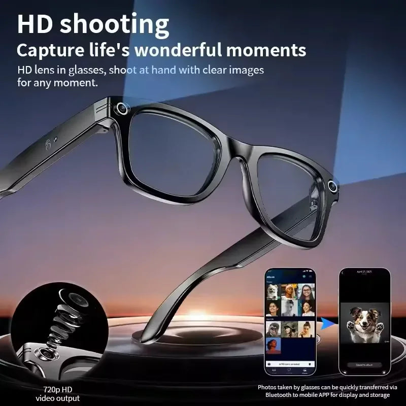 Smart Sunglasses With Camera AI Translation — Black | KIMLUD
