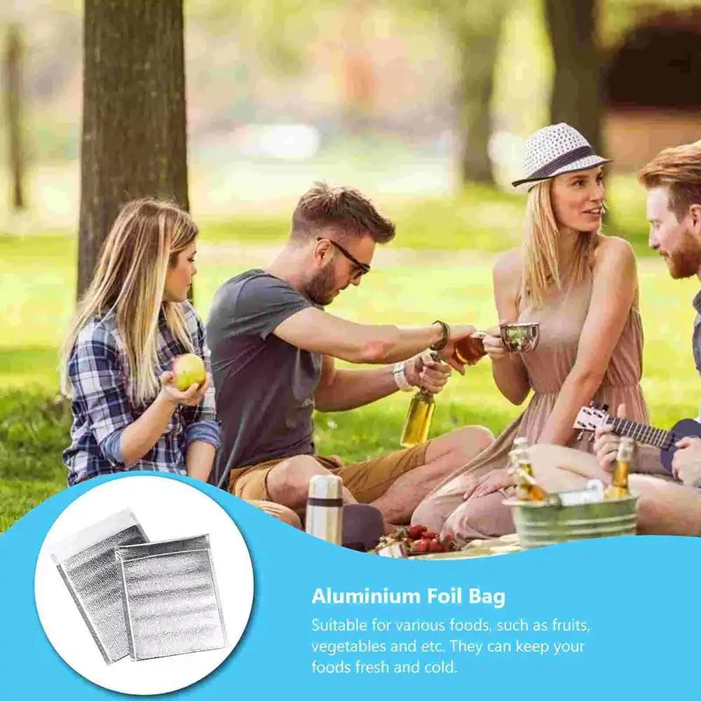 KIMLUD, 50Pcs/Pack Ice Cold Warm Aluminum Foil Bag Food Thermal Drink Storage Insulation Bag Delivery Carrier with Closure Cooler Bag, KIMLUD Womens Clothes