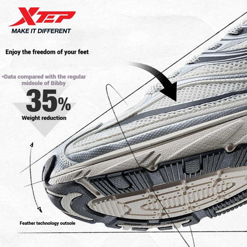 Xtep Little Basque 2 Casual Shoes for Men 2025 Summer Vintage Breathable Comfortable Non-Slip Durability Sneakers 875219320017