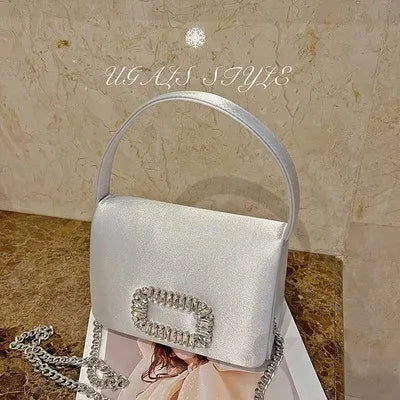 Crystal-Embellished Satin Evening Bag Tassel — Crystal | KIMLUD