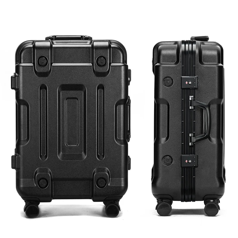 Aluminum Frame Solid Luggage With Wheels — Silver | KIMLUD