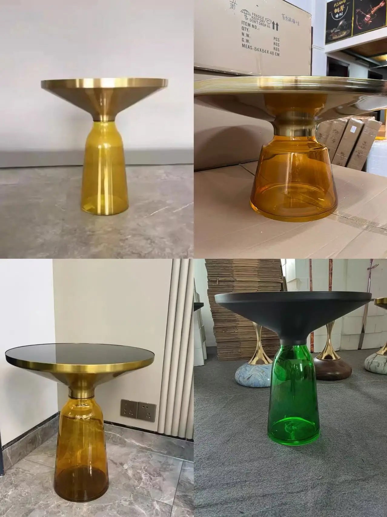 Nordic Creative Glass Round Coffee Table Combination Living Room Reception Side Table Transparent Light Luxury Coffee Tables
