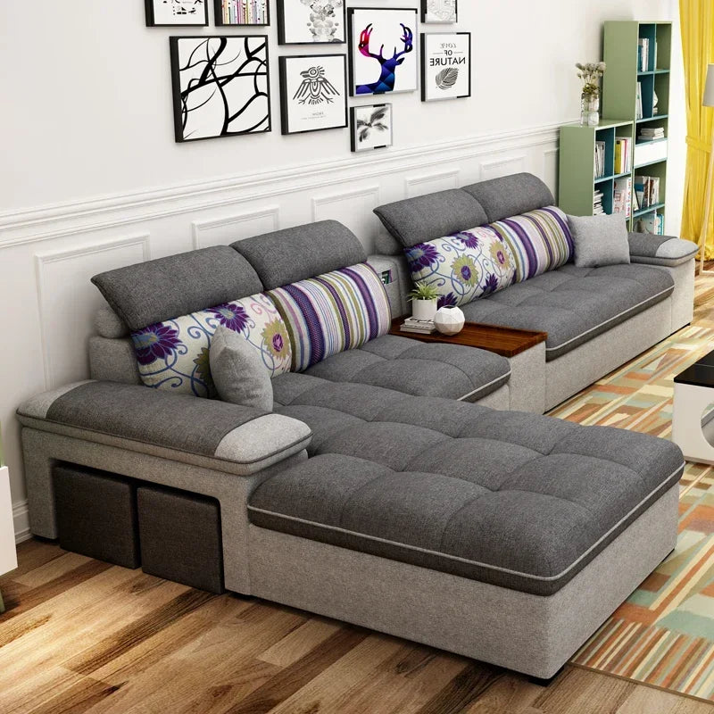 A Klassische stoff sofa moderne weiß wohnzimmer möbel sofa set l form hochzeit Sectional Sofa