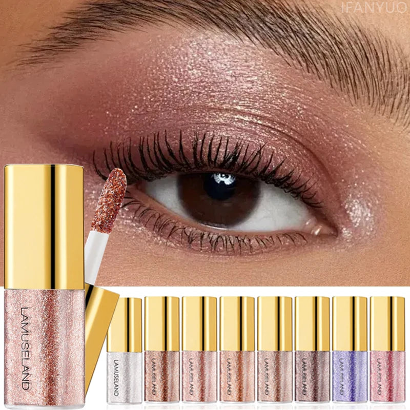 Pearlescent Liquid Eyeshadow Eight-Shade Range, Long-Lasting Glitter Finish — Multicolor | KIMLUD