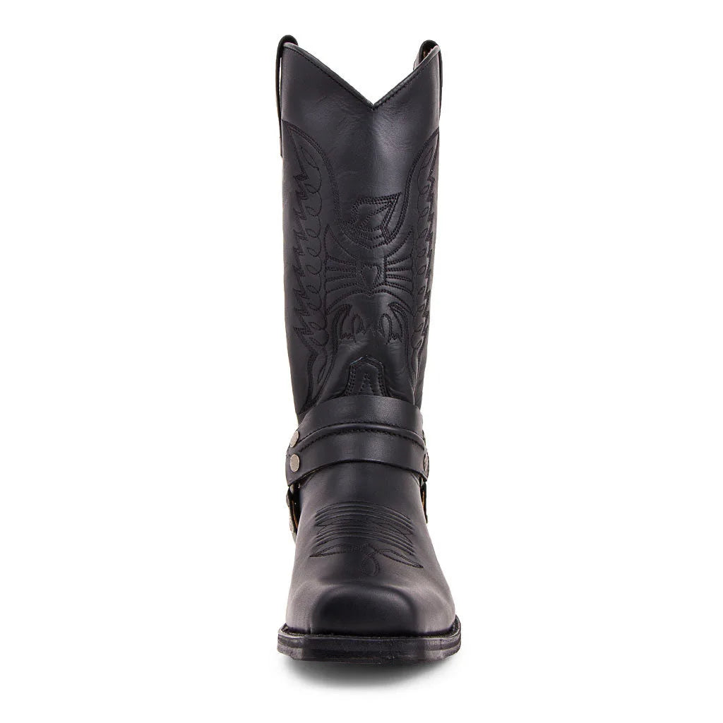 2023 New Western Cowboy Boots Black Brown Faux Leather Winter Shoes Retro Men Boots Embroidered Men Mid-calf Boots Size 48 Botas