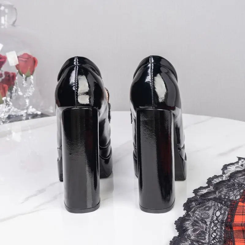 Pumps – Double Platform 14cm Heel Round Toe – PU | KIMLUD