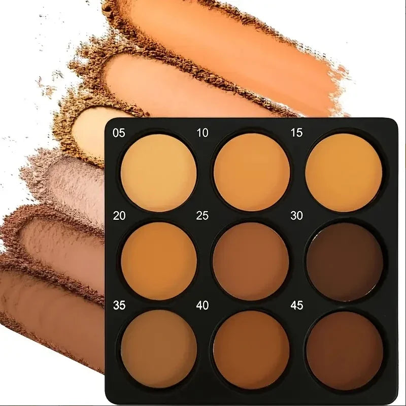 Dark Skin Tone 9-in-1 Face Palette Waterproof Concealer 9 Shades Contour Bronzer Wheat Makeup Palette for Women