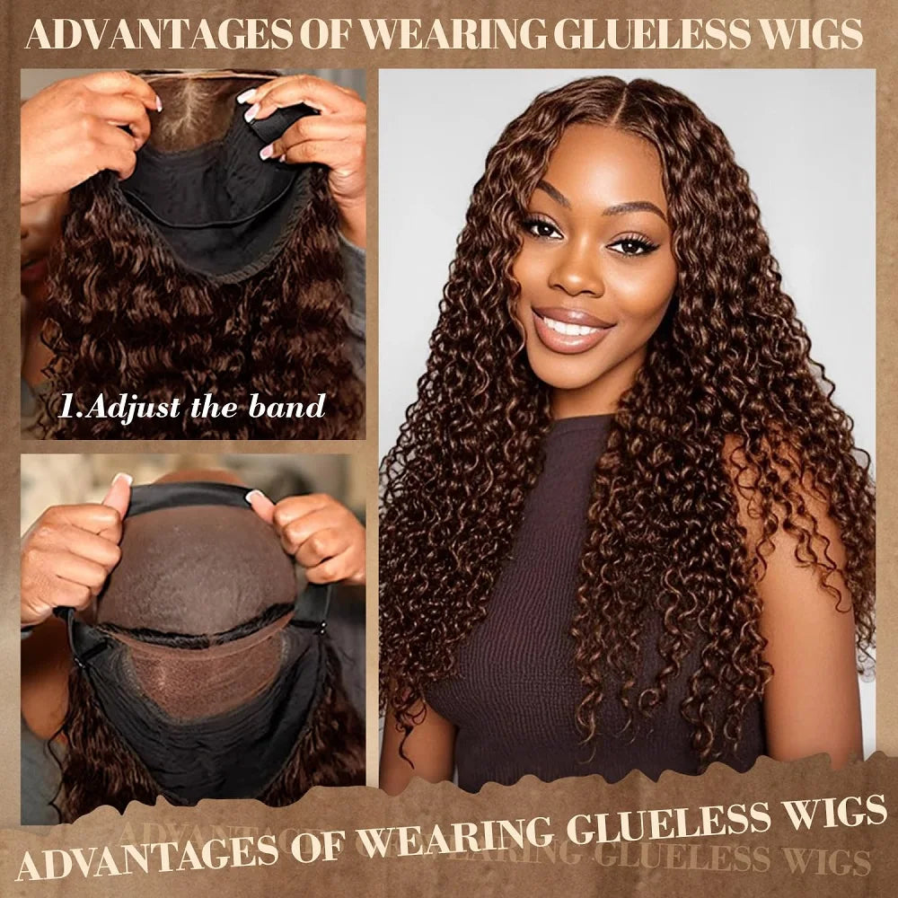 Lace Closure Wig – Glueless – Deep Wave – Chocolate Brown | KIMLUD
