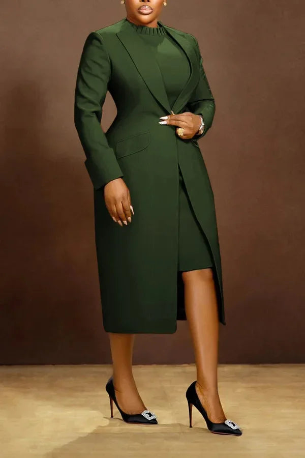 BWQ Women's Set Full Sleeve Long Blazer Coat+ Long Dress Suit 2026 Winter Streetwear Two 2 Piece Set Africa OL Work Outfits
