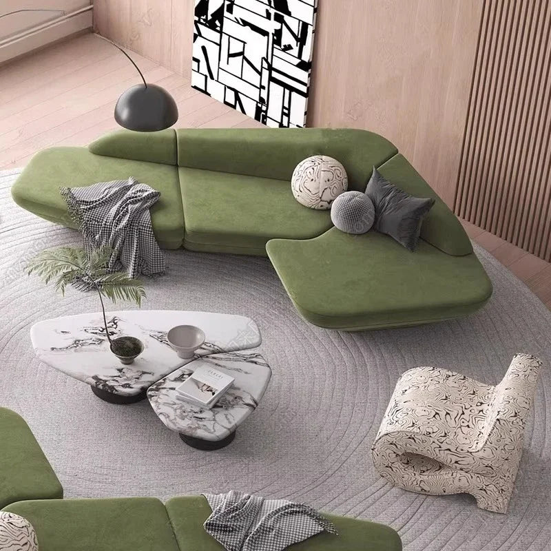 Modern Curved Leather Luxury Sofas — Gray | KIMLUD