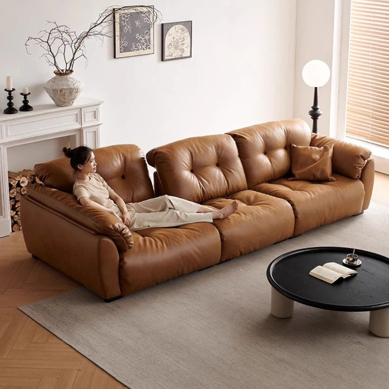 Electric Leather Loveseat Sofa Bed — Brown | KIMLUD