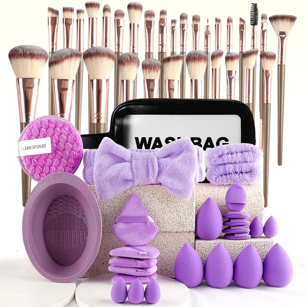 Soft 20/40pcs Makeup Tools Kit Headband Wristband Professional Makeup Brush Set Comfortable Makeup Brushes