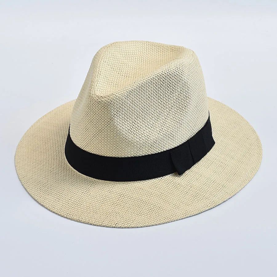 Summer Casual Straw Hats For Women Men Panama Trilby Jazz Hat Outdoor UV Protection Beach Hat Bonnet