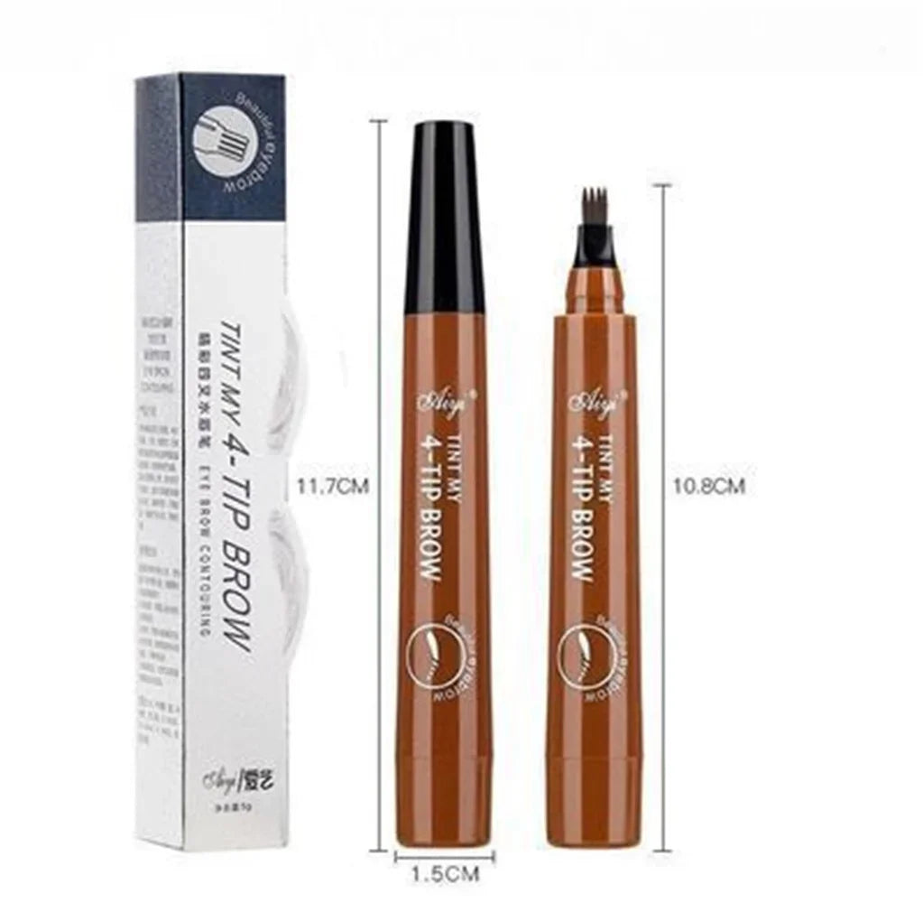 4 Forks 3D Liquid Eyebrow Pencil With Hair-Like Strokes Waterproof Anti-Sweat Non-Fading — Deep Brown | KIMLUD