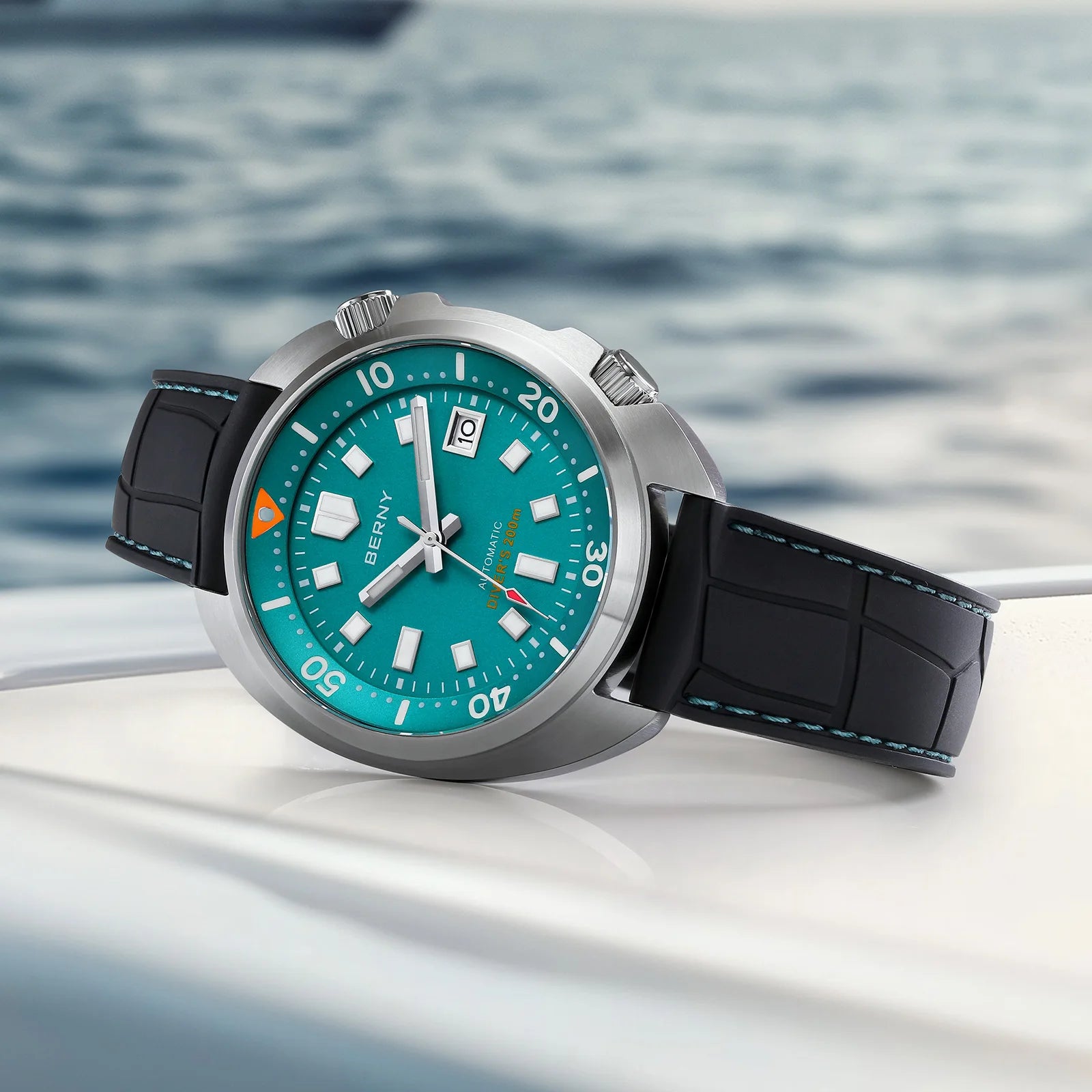 BERNY 20ATM Diver Watch For Men Mechanical Green Dial Original Design NH35 Automatic Sapphire Luxury Diving Luminous Men Watch