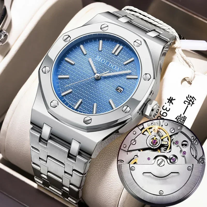 Men's Watch Men's Hollow Waterproof Luminous Calendar Double Butterfly Button Tiktok Luxury Watch Numberless Watch for Men