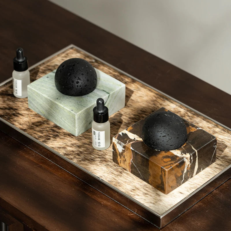 Lava Rock Diffuser With Marble Base — Black | KIMLUD