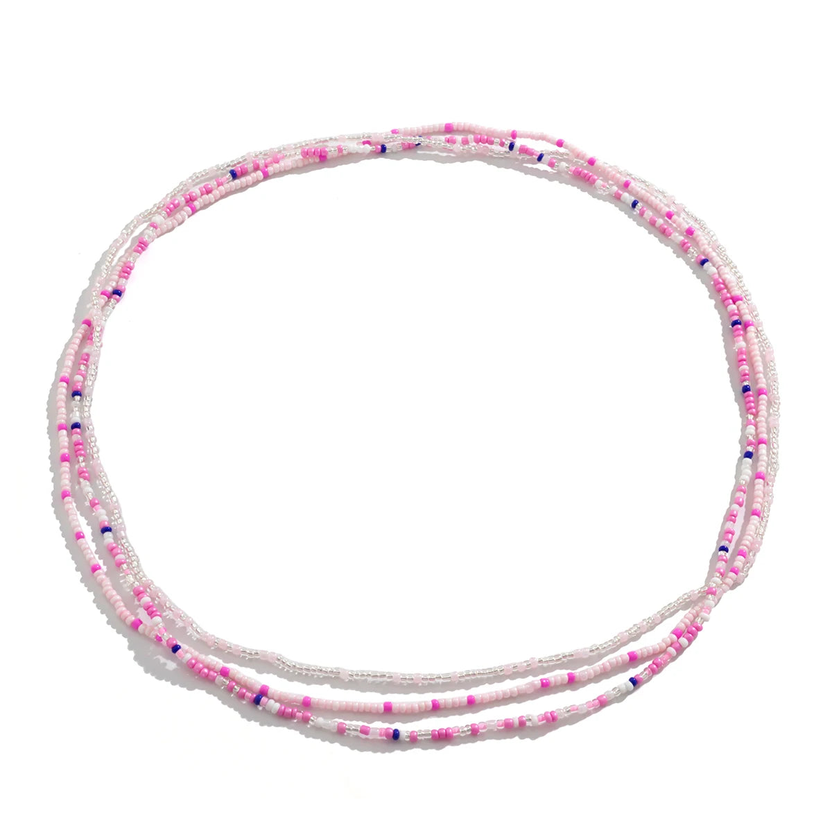 Acrylic Seed Bead Belly Chain With Bohemia Beads Three Piece Layered Design — White | KIMLUD