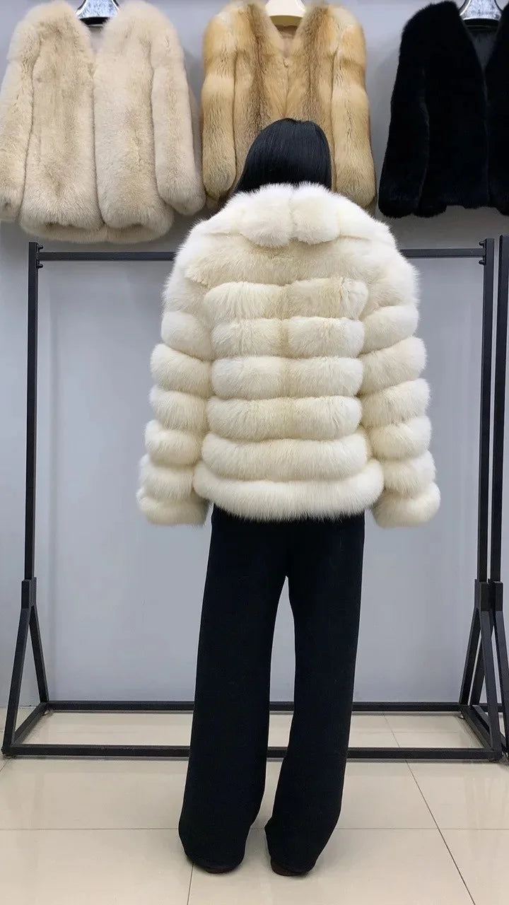 Fox Fur Coat – Winter High-End – Fox Fur – Colorful Sable | KIMLUD