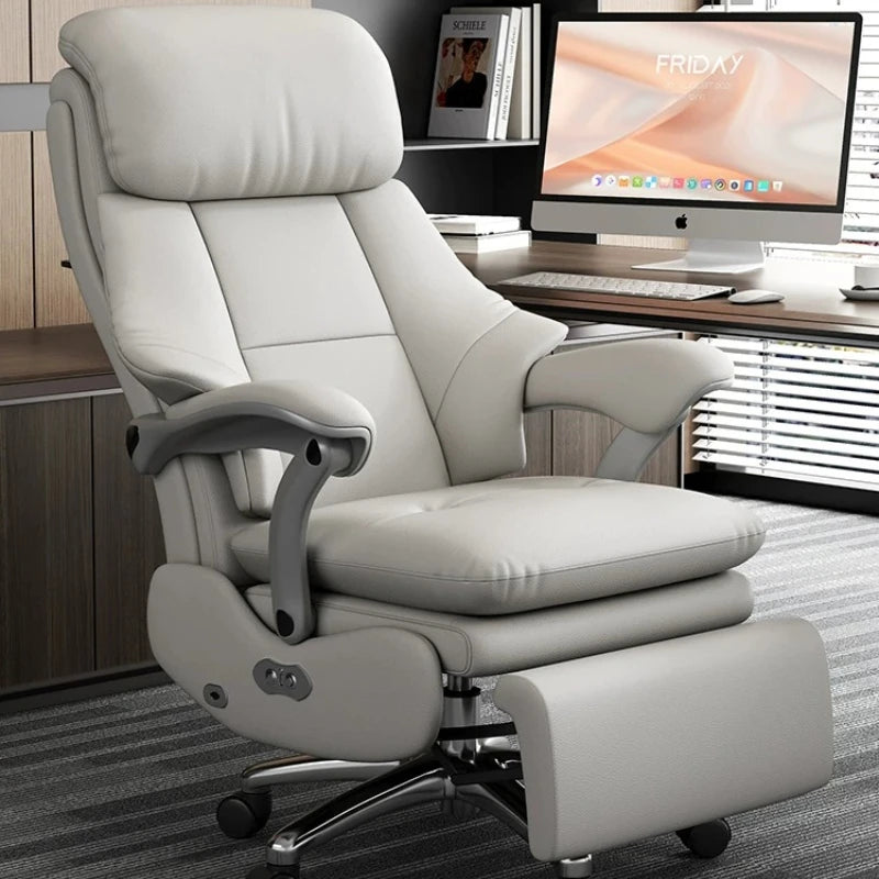 Leather Recliner Solid Office Chairs — Ivory | KIMLUD