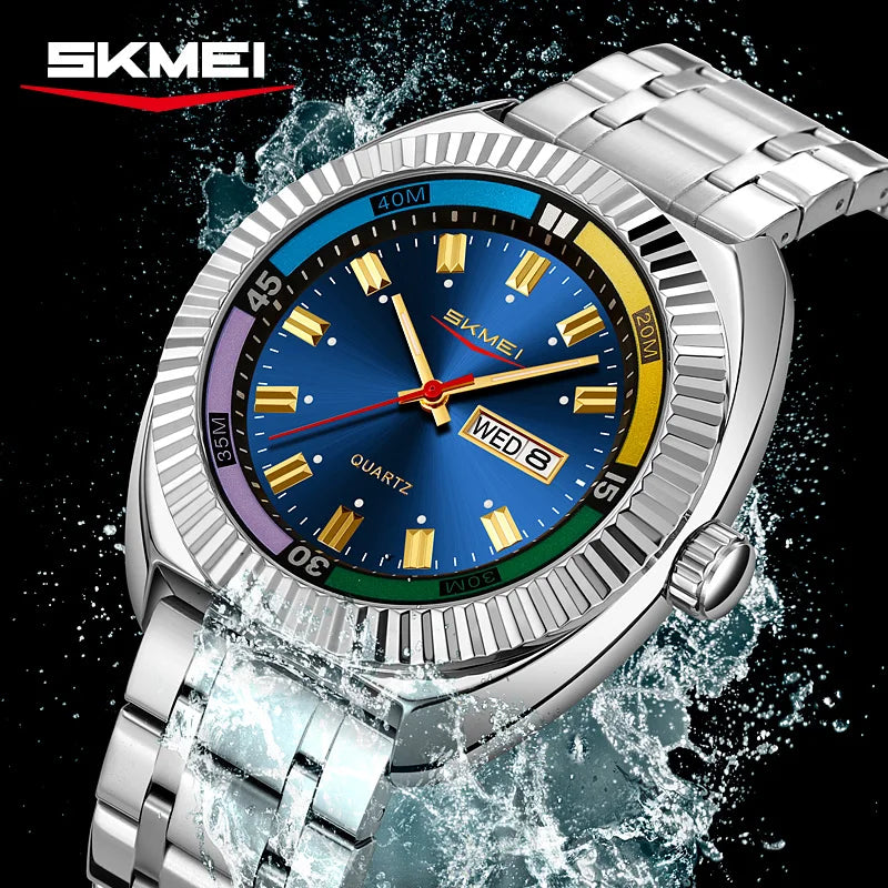 Men's quartz watch, fashionable business waterproof stainless steel watch, casual sports clock Reloj V179
