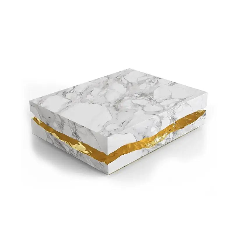 Italian luxury coffee table,marble top and waterproof surface with metal base, suitable for villa house living room decoration