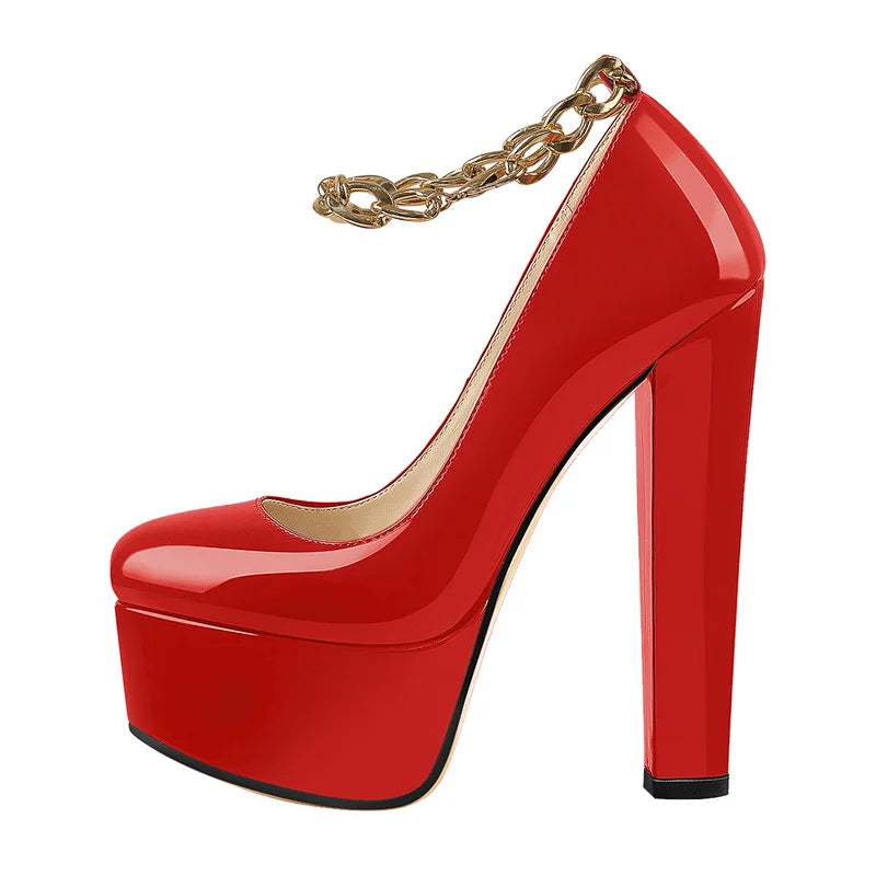 Pumps – Platform Round Toe High Heels Slip-On – PU | KIMLUD
