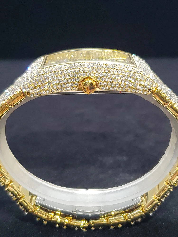 Gold-Tone Premium Rectangle Dial Watch — Gold | KIMLUD