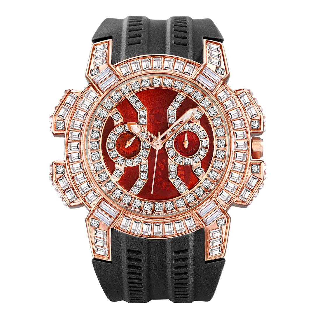 MISSFOX New Red Quartz Watch For Men Luxury Hip Hop Streetwear Clock Waterproof Diamond Watches AAA Quartz Men's Wristwatches