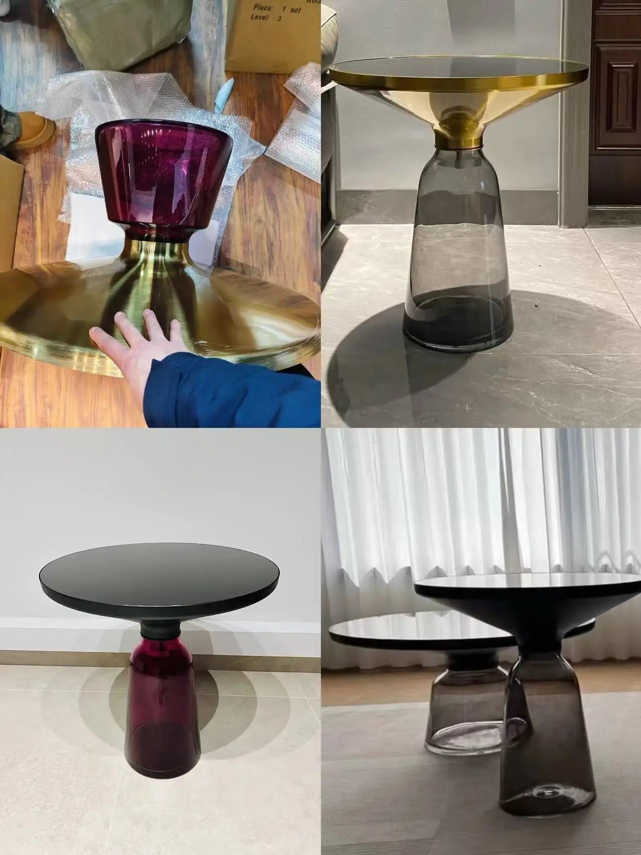 Nordic Creative Glass Round Coffee Table Combination Living Room Reception Side Table Transparent Light Luxury Coffee Tables